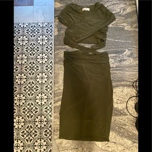 HOUSE OF CB LONDON olive green s beautiful cut out dress